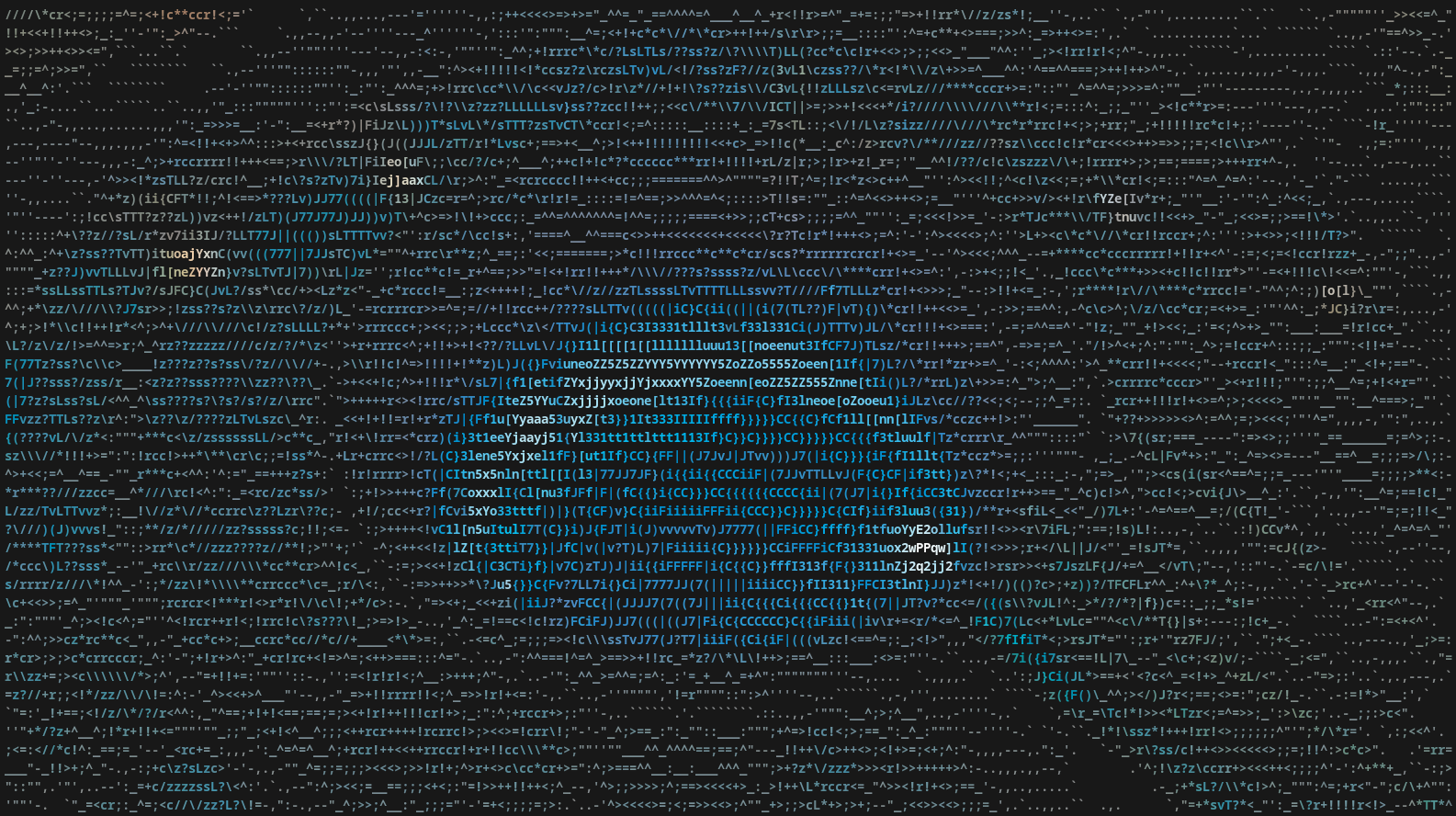 An ASCII image of a nuclear reactor core